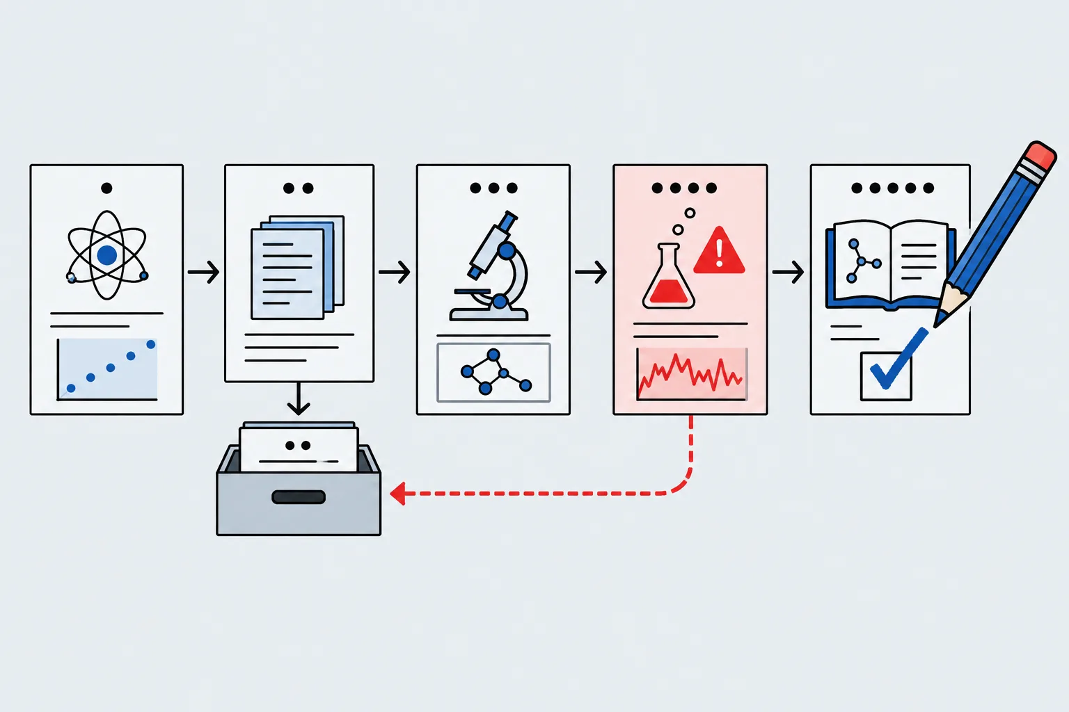 Generated editorial illustration of staged work tickets, a saved checkpoint and a retry path; not a Microsoft architecture specification.