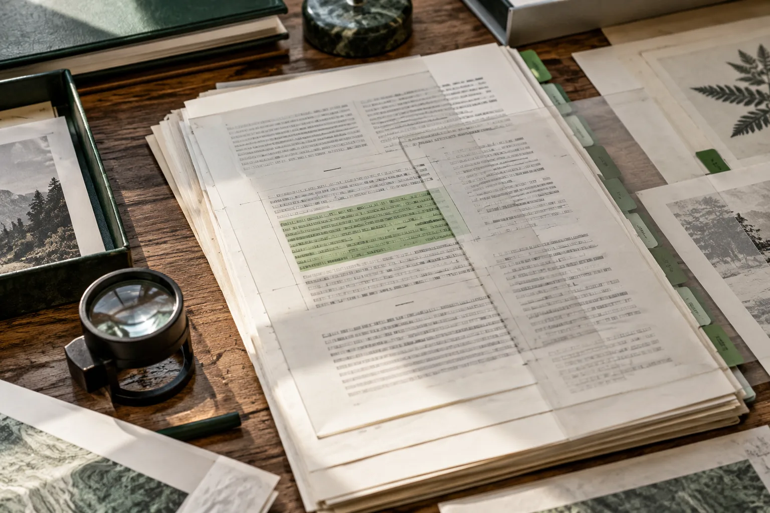 Generated editorial illustration of source records and contextual retrieval